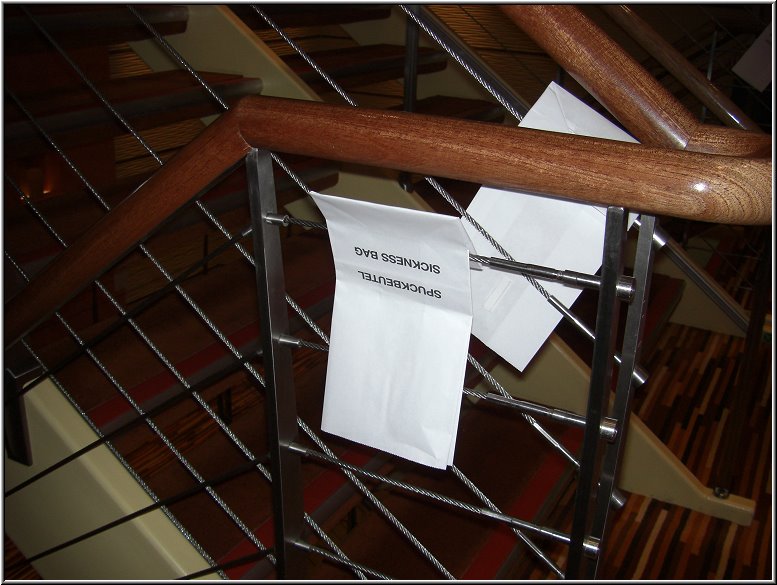 AIDA038b.jpg - Im gesamten Treppenhaus hängen Spuckbeutel verteilt; schöner Ausdruck für Kotztüten.