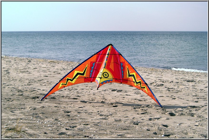 Thunderbird_Weststrand_Kite-Corner01.jpg - Und hier kommt Ralfonso auf seine Kosten. Thunderbird am Ostseestrand nördlich von Prerow. Hier finden Lenkdrachen-Fans ideale Flugbedingungen.