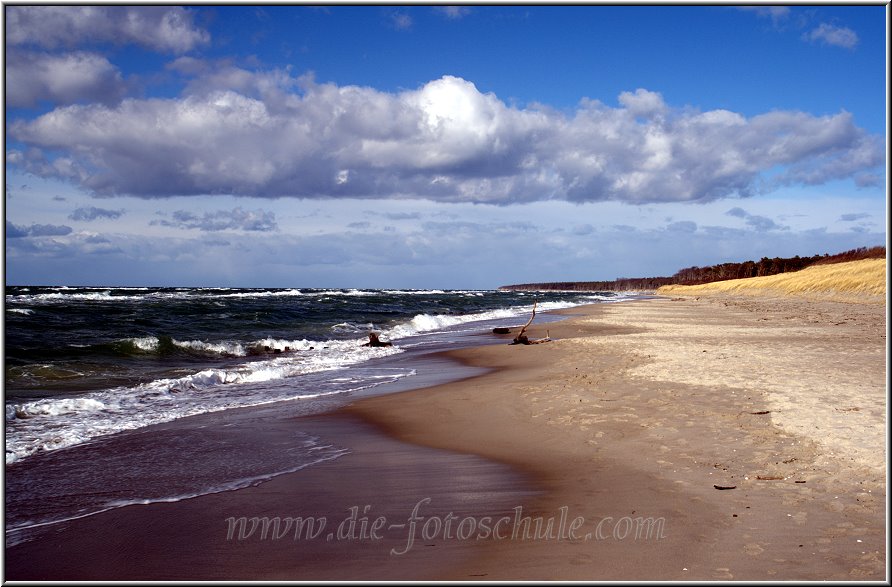 Darss_Weststrand_Ostsee40_Die_Fotoschule.jpg - Man kann es nicht spüren, aber es war saukalt! Null Grad und Windstärke 7. Es war schon unglaublich beeindruckend am tosenden Meer entlang des menschenleeren Strandes zu wandern.